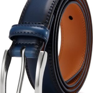 DOOPAI Mens Dress Belt - Genuine Leather Dress Belts For Men,Casual Suit Jeans Belt-Single Prong Buckle bue belt