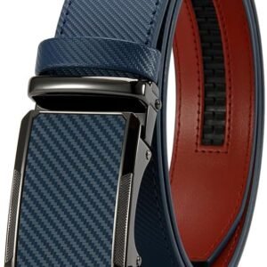 DOOPAI Men's Adjustable Ratchet Belt -White Leather Dress Belt for Men, Customizable Fit, Easy to Use, Maximum Durability