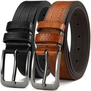 DOOPAI Men's Leather Belt - 1 3/8" Genuine Cowhide Dress Belt for Work, with Quick-Size Adjuster Golf & Casual