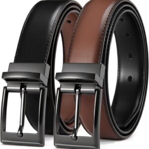 DOOPAI Reversible Leather Belt for Men 1.25" - Dual Sided Dress and Casual Belt, Trim to Fit, 2 Styles in One Belt