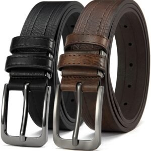 DOOPAI Men's Leather Belt - 1 3/8" Genuine Cowhide Dress Belt for Work, with Quick-Size Adjuster Golf & Casual