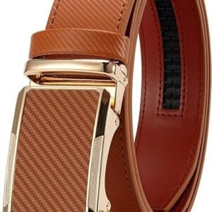 Men's Adjustable Ratchet Belt -White Leather Dress Belt for Men, Customizable Fit, Easy to Use, Maximum Durability