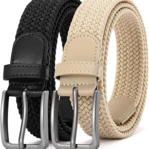 DOOPAI Braided Stretch Belt for Men, Elastic Woven Belt, casual Fabric Golf Belt, 1 3/8" for golf pants jeans, Gift Box
