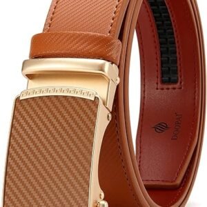 Belt Men, Ratchet Dress Adjustable 1 3/8" Sliding Leather Designer, Size Length Can be Cut, with Gift Box