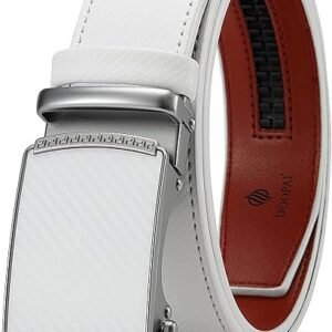 Belt Men, Ratchet Dress Adjustable 1 3/8" Sliding Leather Designer, Size Length Can be Cut, with Gift Box