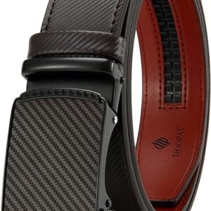 Belt Men, Ratchet Dress Adjustable 1 3/8" Sliding Leather Designer, Size Length Can be Cut, with Gift Box