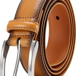Mens Dress Belt - Genuine Leather Dress Belts For Men,Casual Suit Jeans Belt-Single Prong Buckle black belt